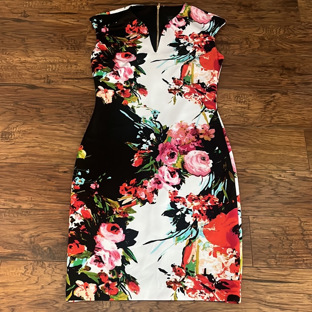 Frank Lyman Design Floral Black and Red Dress